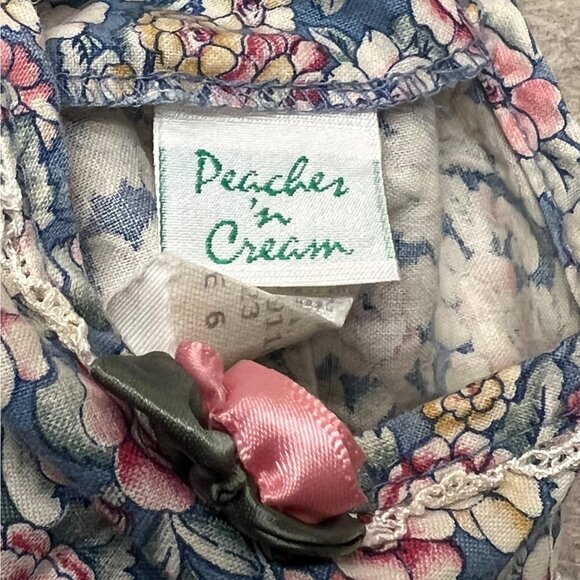 Vintage 80's Peaches 'n Cream Floral Long Sleeve Prairie Dress Size 6 - Picture 7 of 9